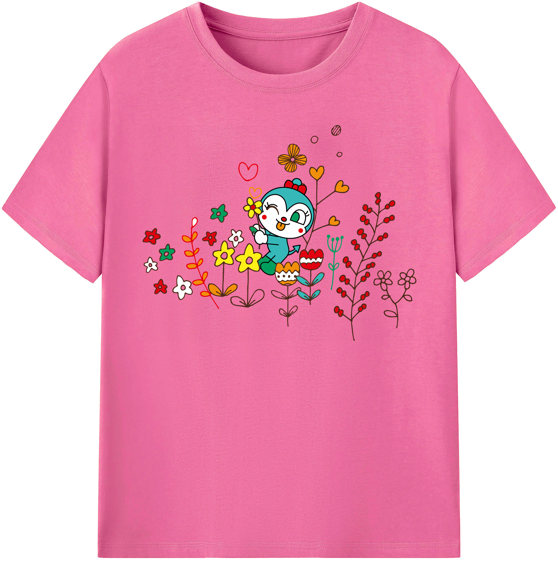 （画像用） アンパンマン Anpanman レディースカジュアルプリントTシャツ（綿100％）